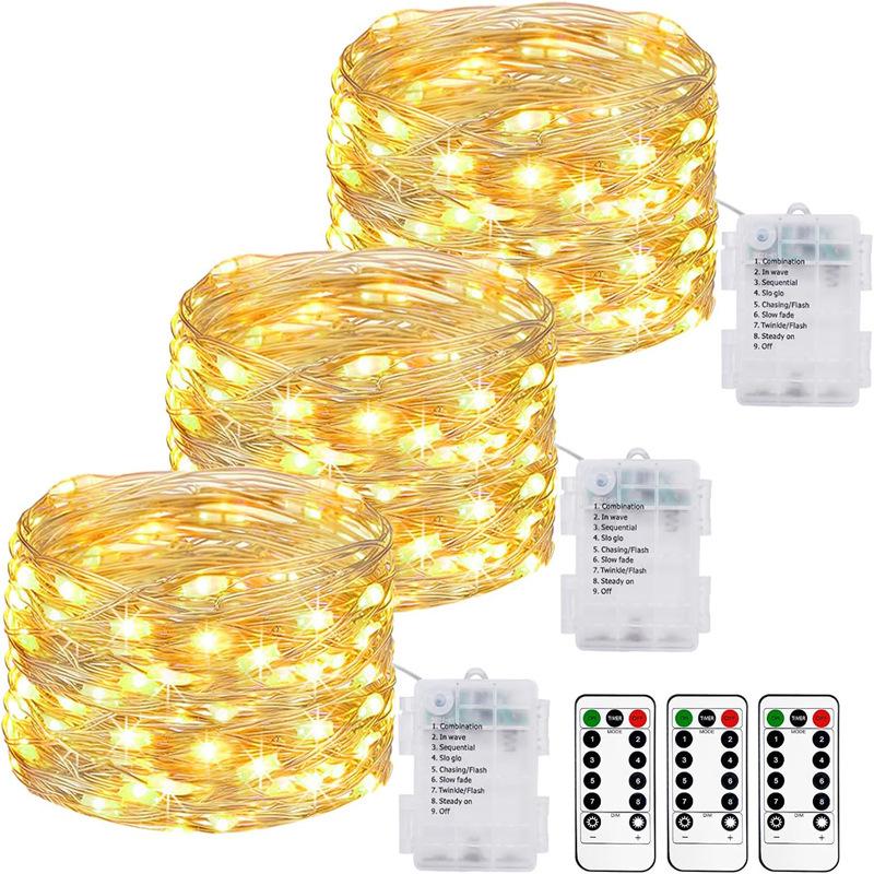 Waterproof Battery-Operated LED Fairy String Lights with Remote - Copper Wire Star Garland for Decoration