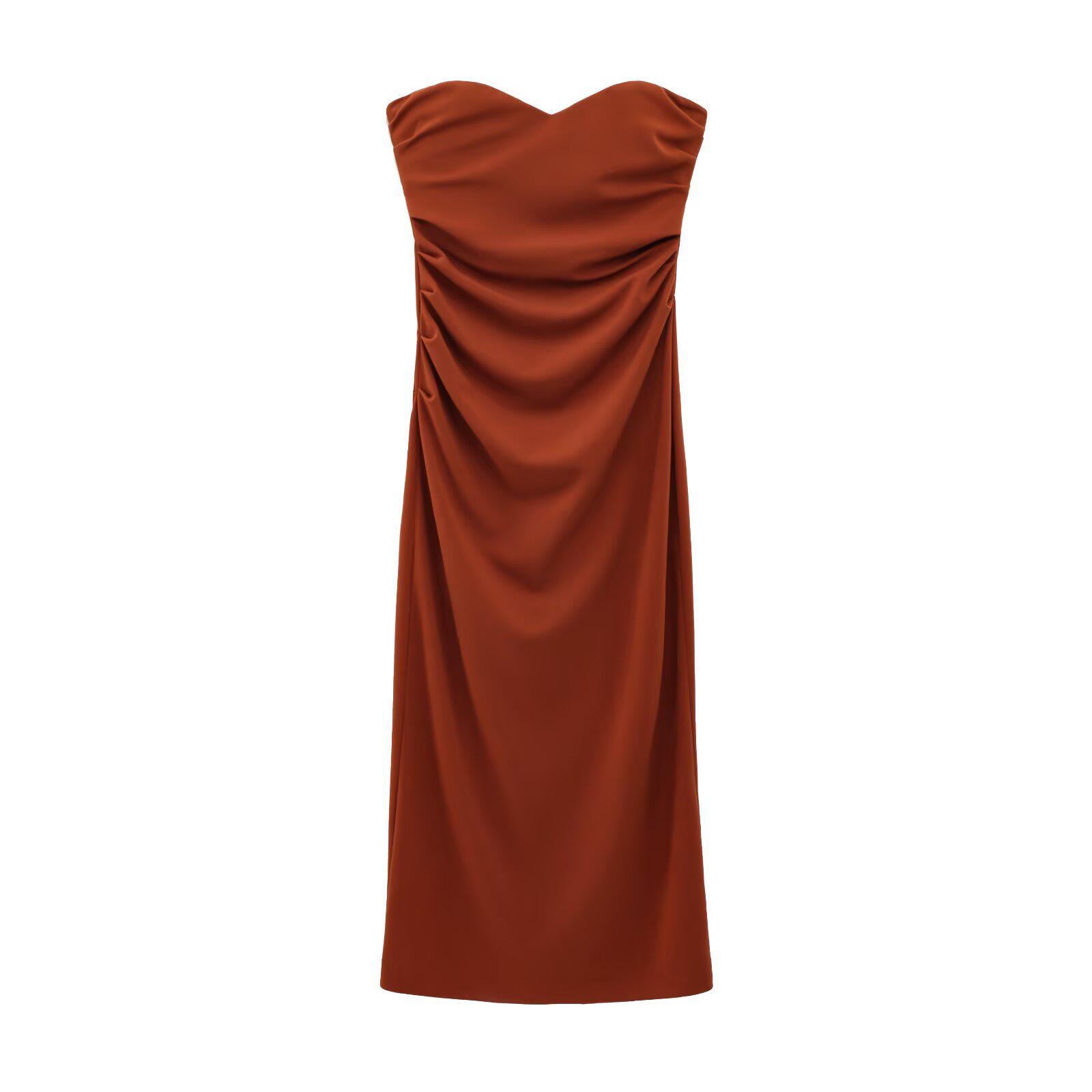 

Весеннее женское облегающее миди-платье на одно плечо без рукавов 2025 Medium красный