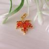 Golden Maple Leaf Pendant with Orange Cubic Zirconia for Fashionable Collarbone Chain