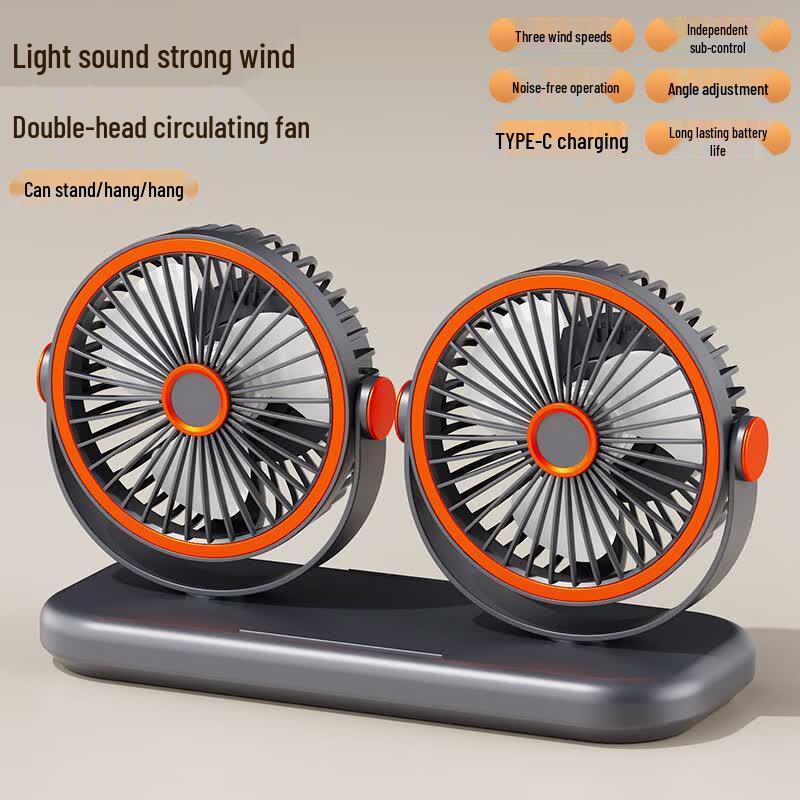 LISM Dual-Head Portable USB Car Fan