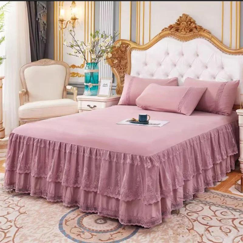 Lace Princess Bedspread Bed Skirt Style Dustproof Decorative Bedspread Big Heming 1.5/1.8/2m Mattress Anti Slip Protective Cover