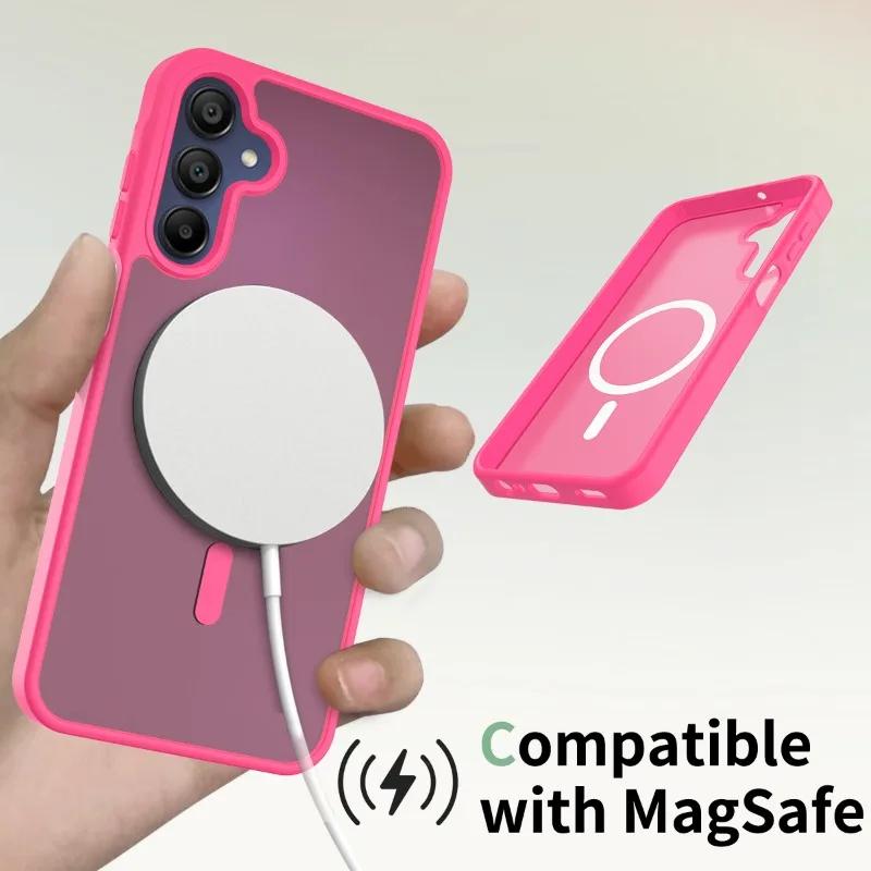 Funda Magnética Mate Translúcida de PC a Prueba de Golpes para Samsung A56 A36 A26 A16 A06 A55 A35 A25 A15 para Cubierta de Carga Inalámbrica Magsafe