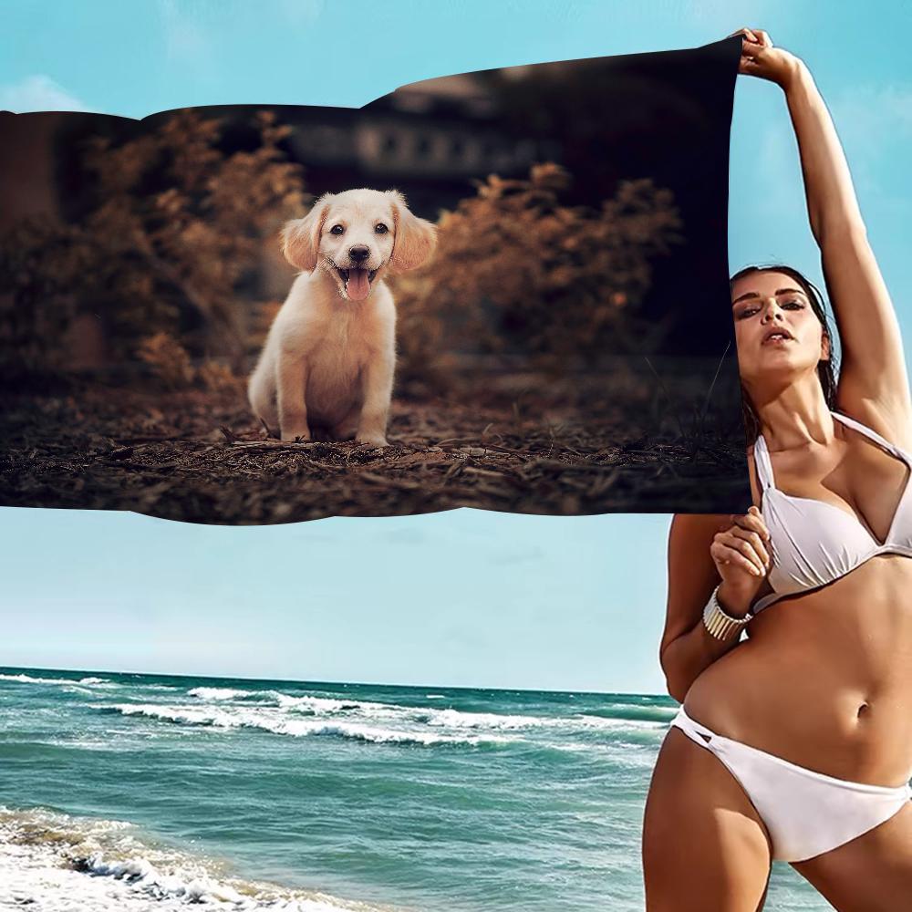 Süßer Haustierhund-Druck Mikrofaserdecke Schnell trocknende Strandtücher Übergröße Druck Super saugfähige Pooltuchdecke