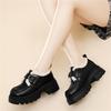 thick-soled heightened velvet loafers women's new British style one-word buckle strap high-heeled small leather shoes versatile single shoes cotton 