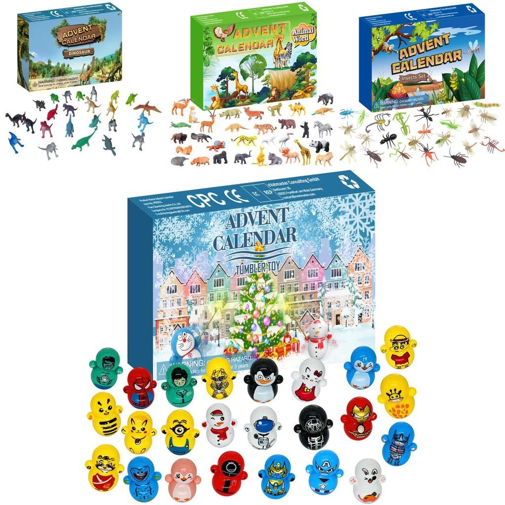24 Animals Countdown Calendar Kit Christmas Home Decor With Plastic Figures For Childrens Holiday Gift