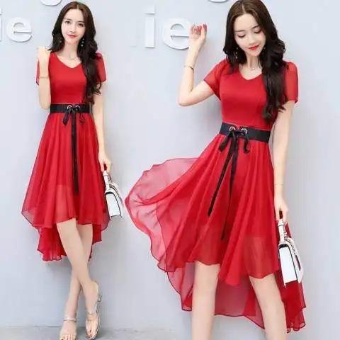Summer Slim Chiffon Dress Summer New Women's Clothing Korean Version Thin Medium and Long Small Fragrant Skirt Children