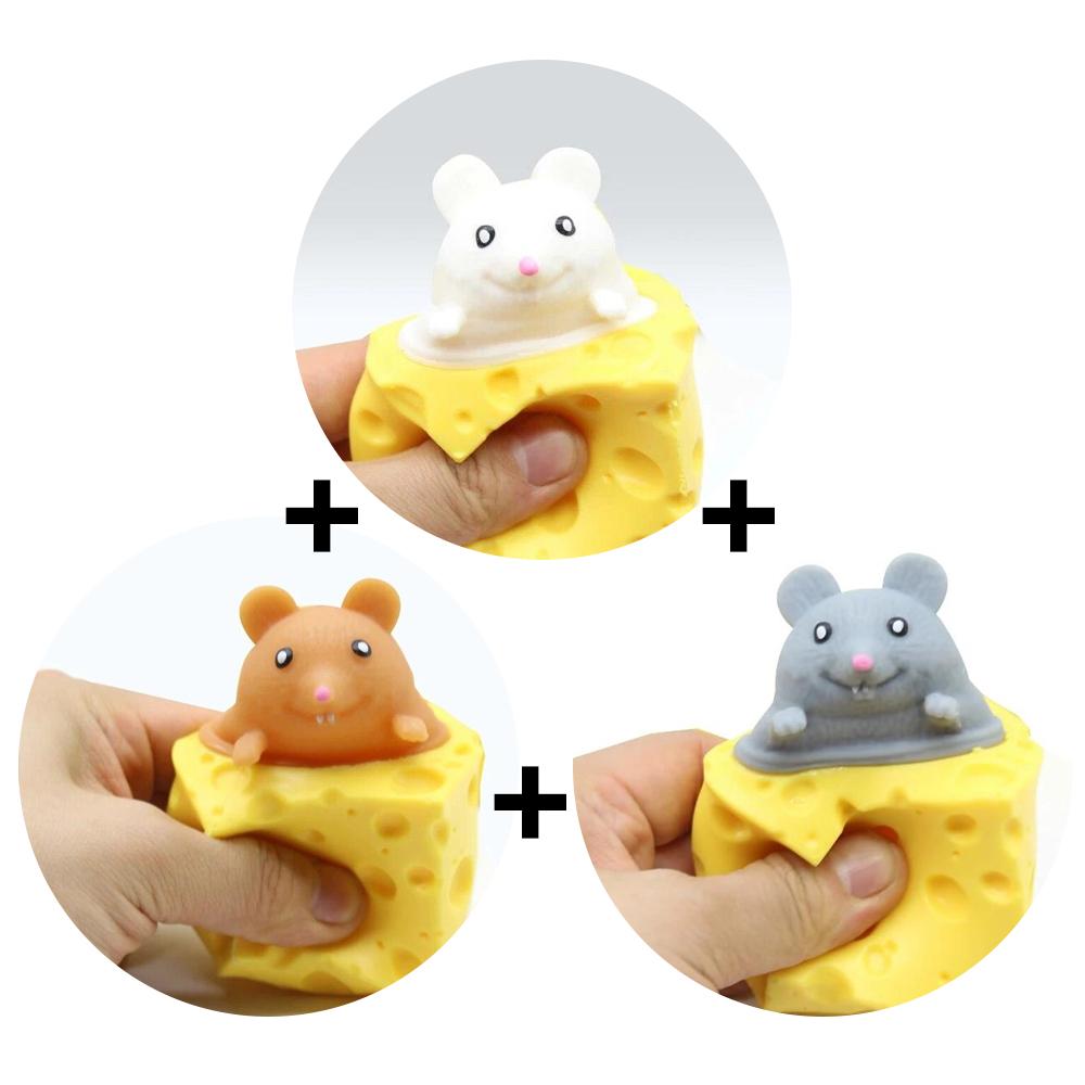 Vyskakovací legrační myš a sýrový blok mačkací antistresová hračka postavičky na schovávanou úleva od stresu fidget dárek pro děti dospělé