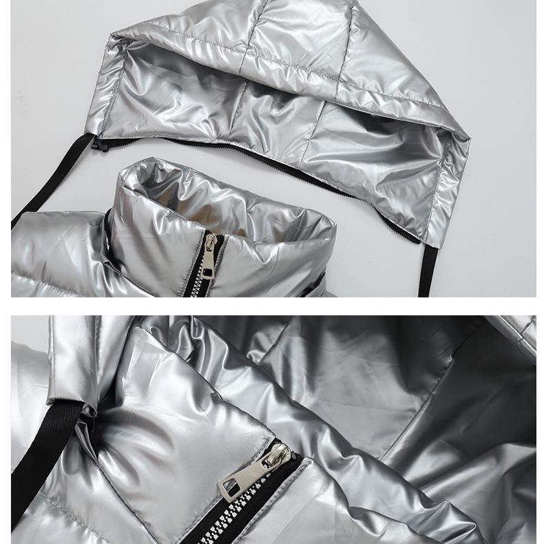 New Men  Sleeveless Padded Jacket Men Shiny Hooded Slim Casual Winter Vest for Men Short Vest Waistcoat Plus Size 5XL