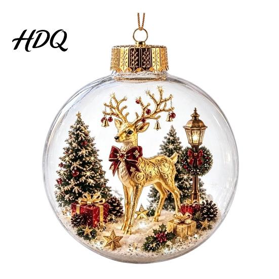 Christmas Party Favors Story Ornament Acrylic Hanging Angel Santa Claus Indoor Festive Atmosphere Decor Candy House Designs Ball Shape Decoration