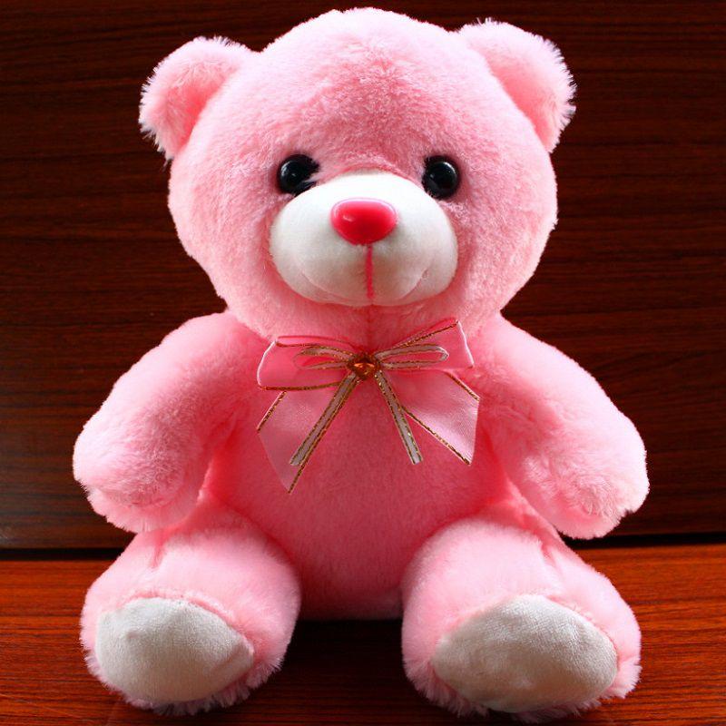 Small Flash Led Teddy Bear Stuffed Animal Plush Soft Hug Toy Baby Gift Girls