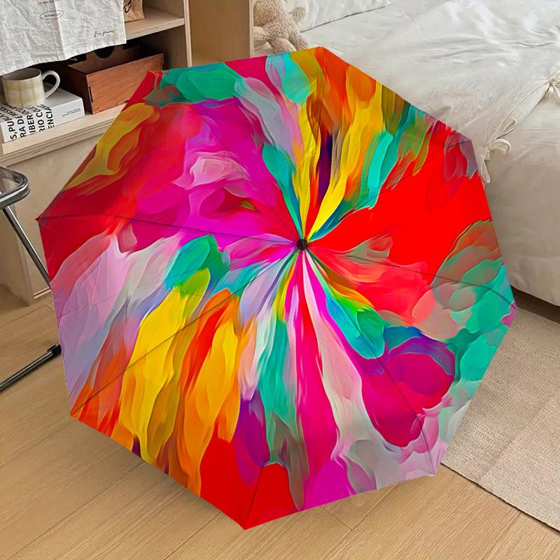 

1pc Colorful Abstract Painting Automatic Folding Umbrella, Casual Outdoor Accessory, Birthday Festival Gift yy251126107