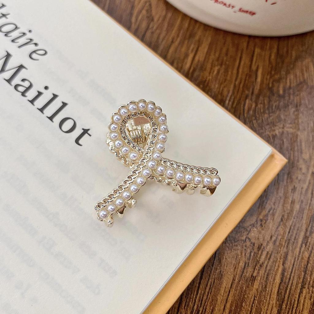 Pearl Rhinaute Malá spona do vlasů Dámská síť Celebrity Jemná spona s vysokým culíkem Korejská spona na hlavu s rozbitou vlasovou sponou