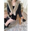 British style new thickened large fur collar warm cotton clothes women's fashion gloves short cotton-padded coat