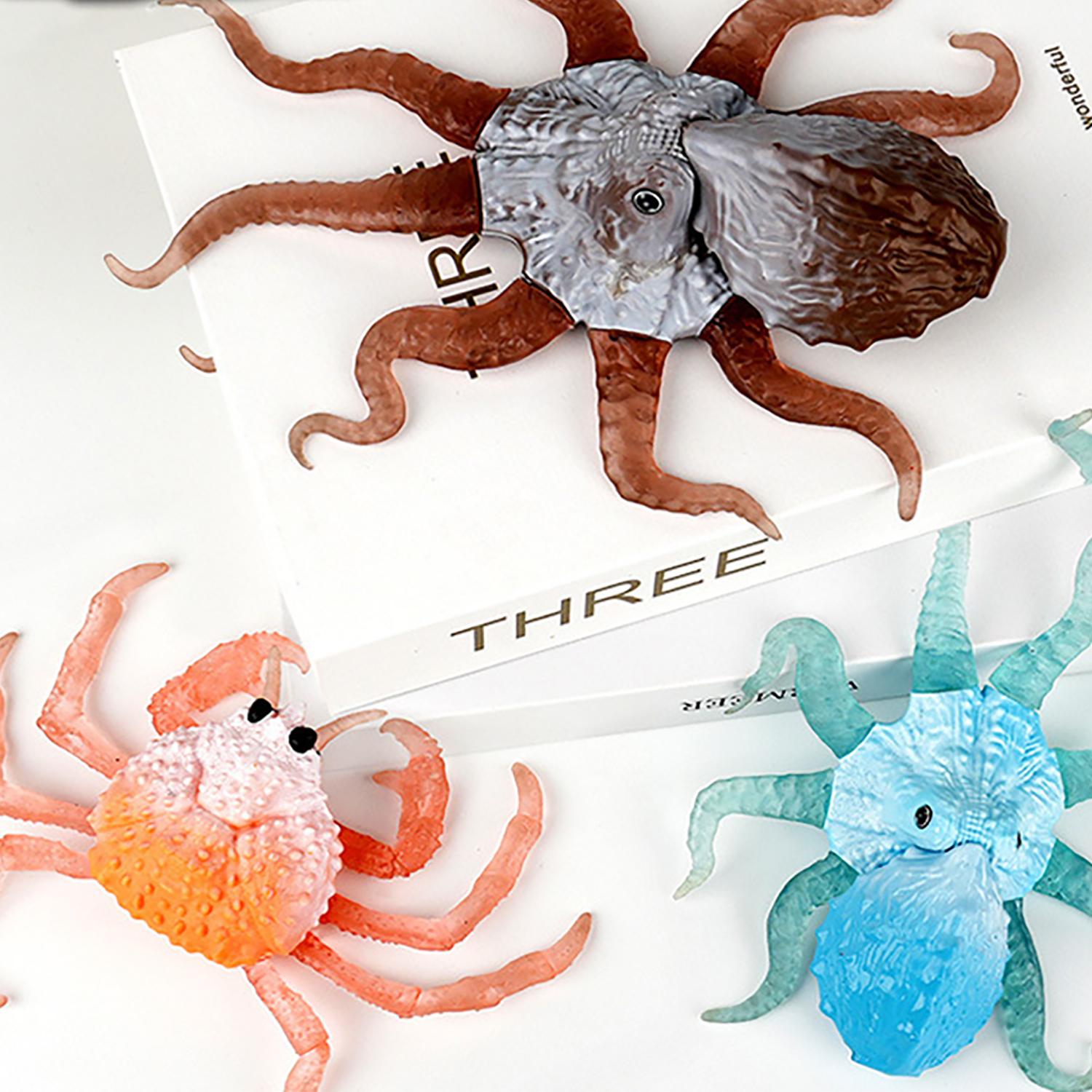 Car Beautiful Stickers Underwater Realistic-Looking Animal World Soft Rubber Octopus Crab Relieving Stress Children's Stretching Toy (Shell Is Hard)