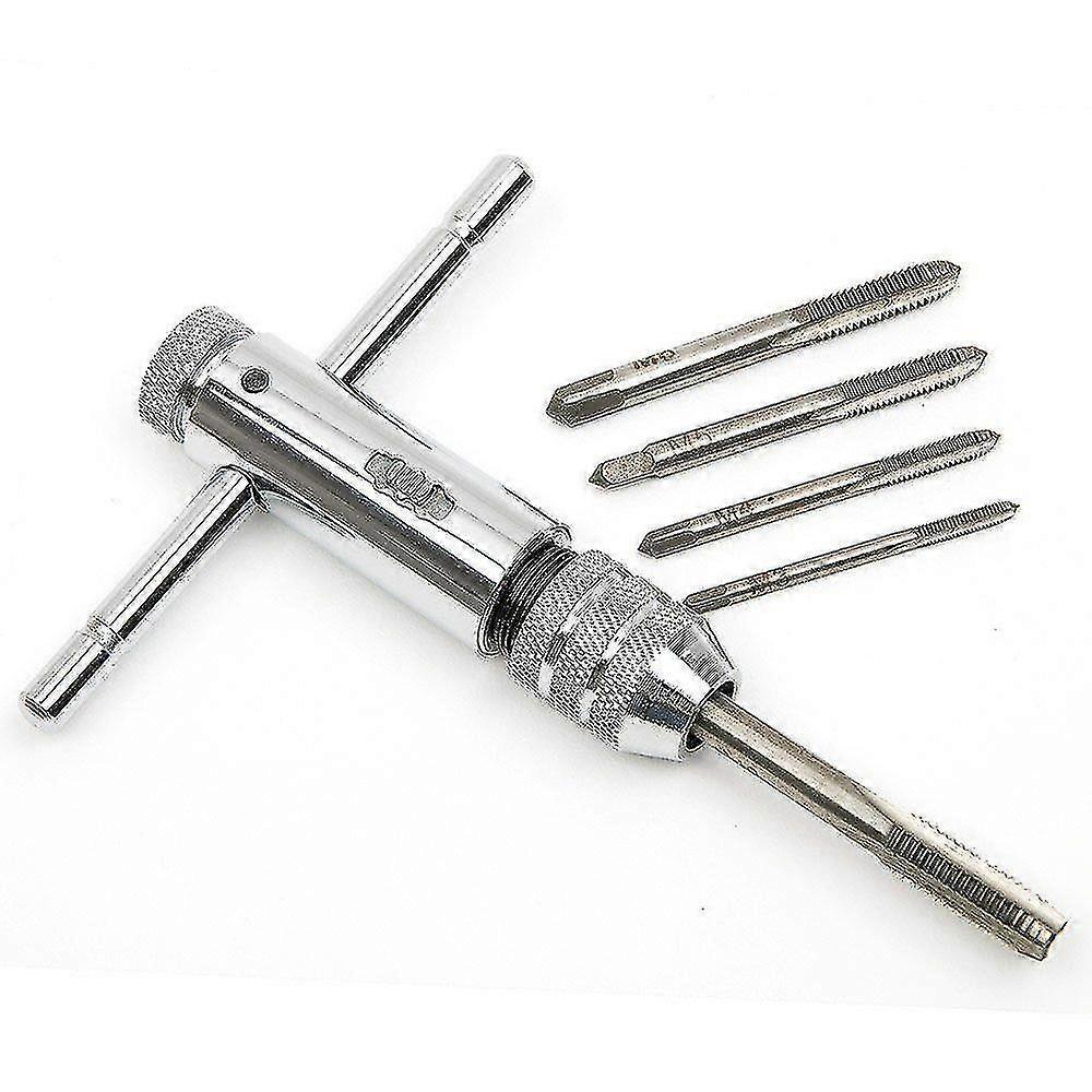Hand Taps | Metric Taps | Taps And Dies | M3 M4 M5 M6 M8 Taps | Thread Taps | With Reversible Tap Holder With Ratchet - RiRi