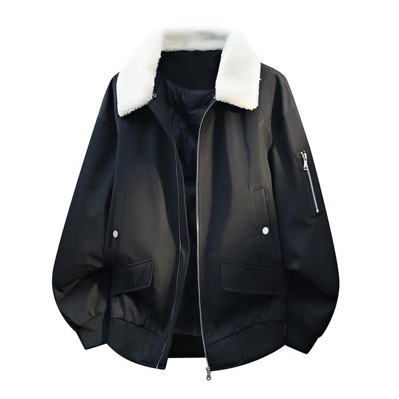 

ACU Men s Lapel Fur Collar Down Jacket: Winter Casual Workwear Flight Suit Warm Outerwear 2XL