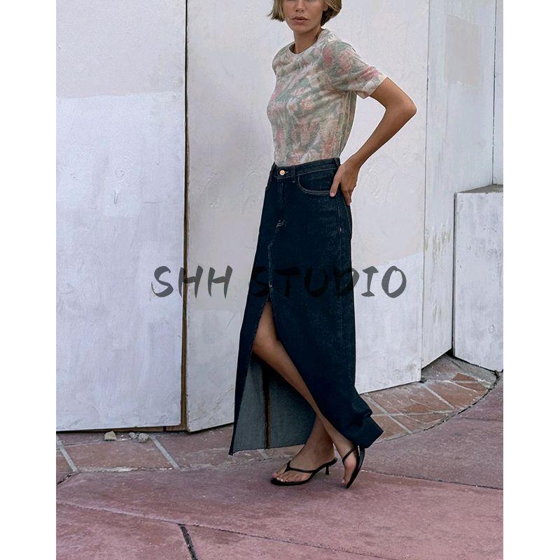 Spring and Summer New Women's Clothing Casual Rib Decorative Layer Flower Print Round Neck Short Sleeve Knitwear 1822018