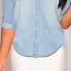 Women Shirt Lapel Long Sleeve Loose Fit Shirt Tops Flap Pockets Buttons Placket Denim