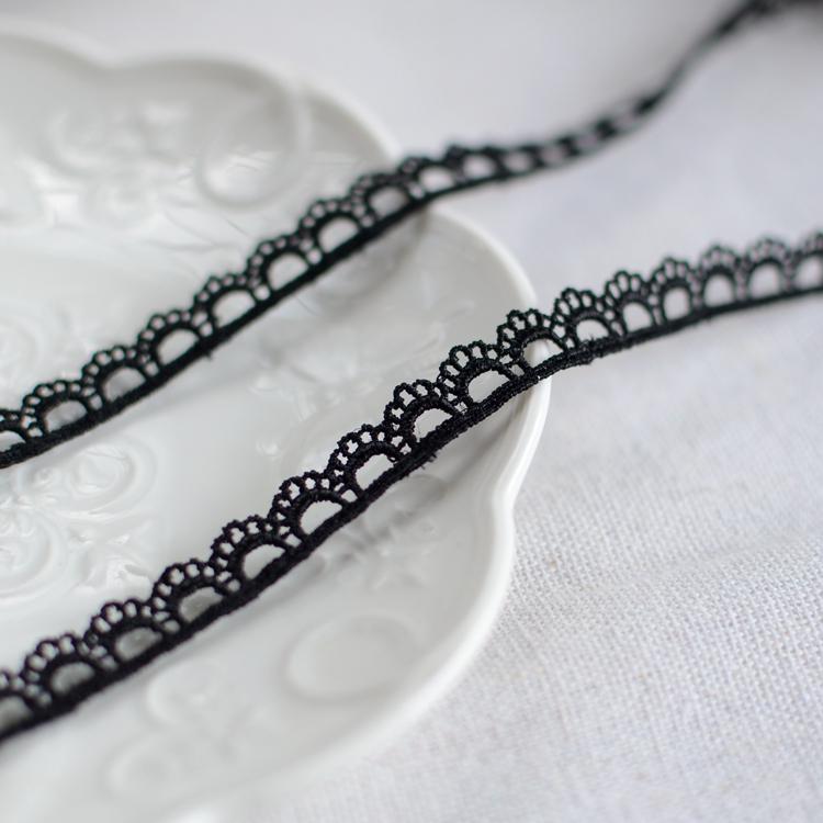 High-Quality 2-Color Polyester Water-Soluble Embroidery Lace Trim, 1CM Width for Qipao Dresses