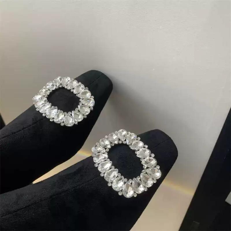 Fashion Rhinestone Square Buckle Suede Women's 2025 Autumn and Winter New Inner Heightening and Slimming Fashion Boots Skinny Boots