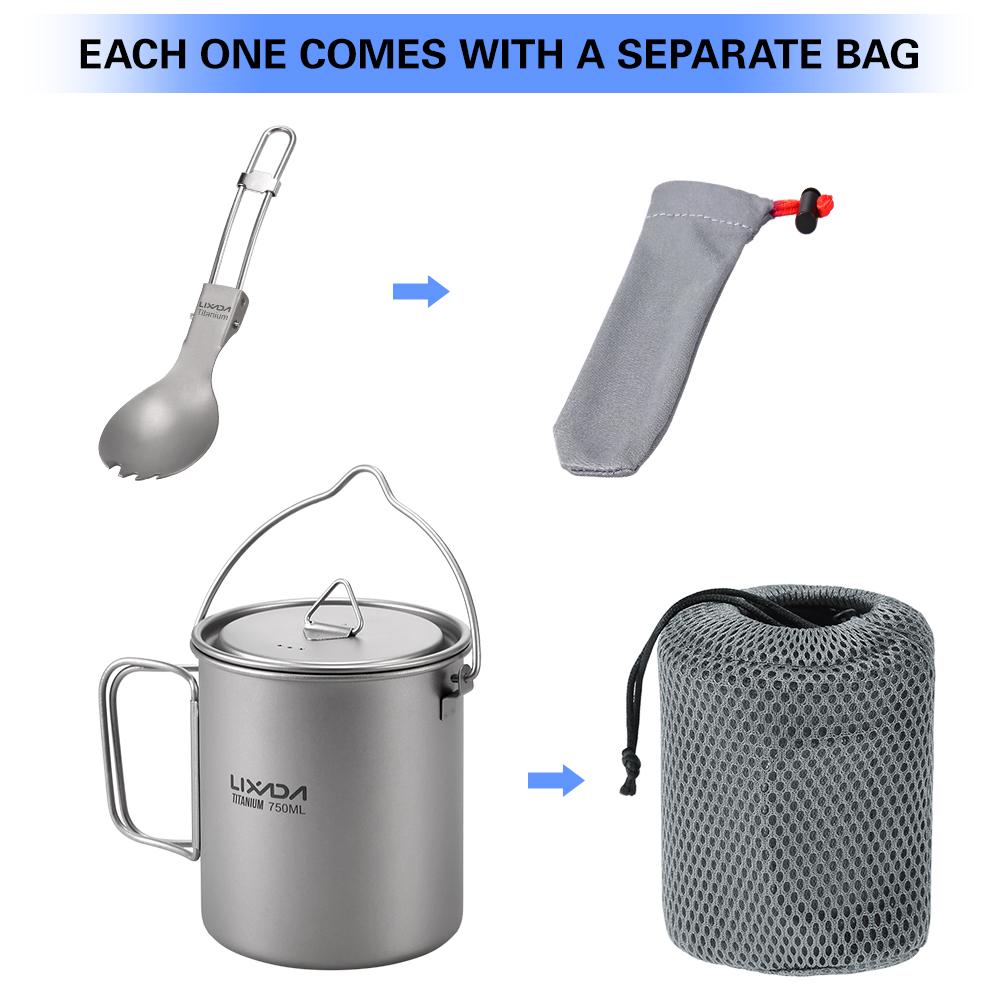 Lightweight   750ml Pot with Folding   for Outdoor Camping Hiking Backpacking Picnic