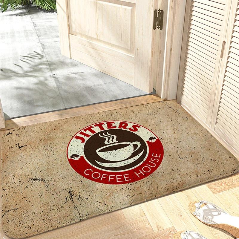 Café Carpet Entrance of House Bathroom Mat Anti Slip Hallway Veranda Floor Soft Rug for Bedroom Modern Home Decoration