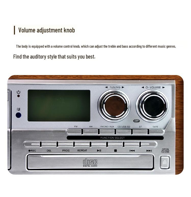 Bluetooth Retro Cassette CD Player with Harman-Quality Sound and High-Power Speaker