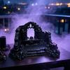 Miniature Puppet Scene Setting Gothic Ruin Skull Altar Table Ornaments 3D Printed Broken Chapel Castle Ruins Diorama Props Halloween Spooky Desktop