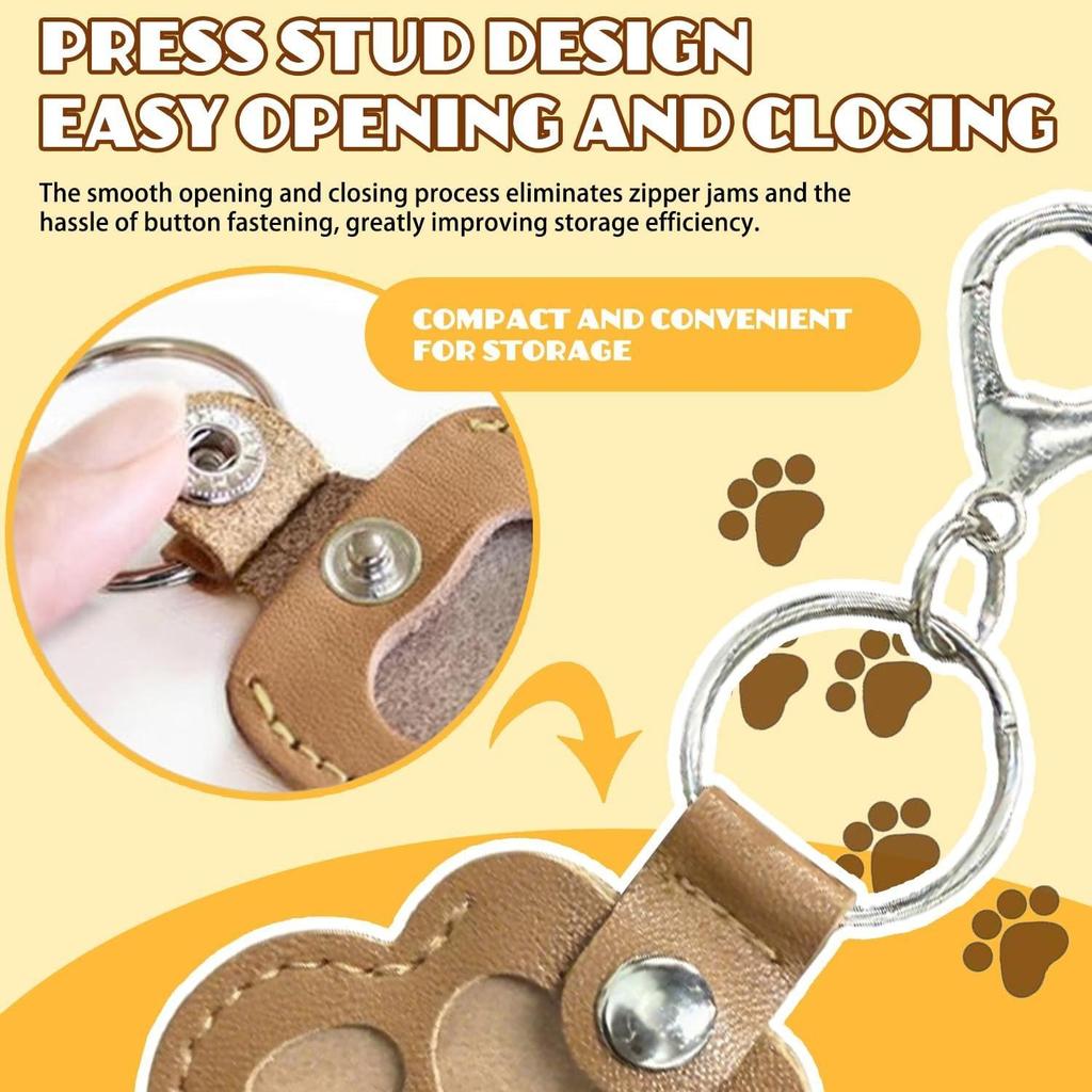 3 Pcs Cat/Dog Fur Storage Keychain, Cute Leather Paw Keychain Pet Hair Keepsake Keyring, Unique Memorial Collection Key Chain, Pet Memorial Gifts