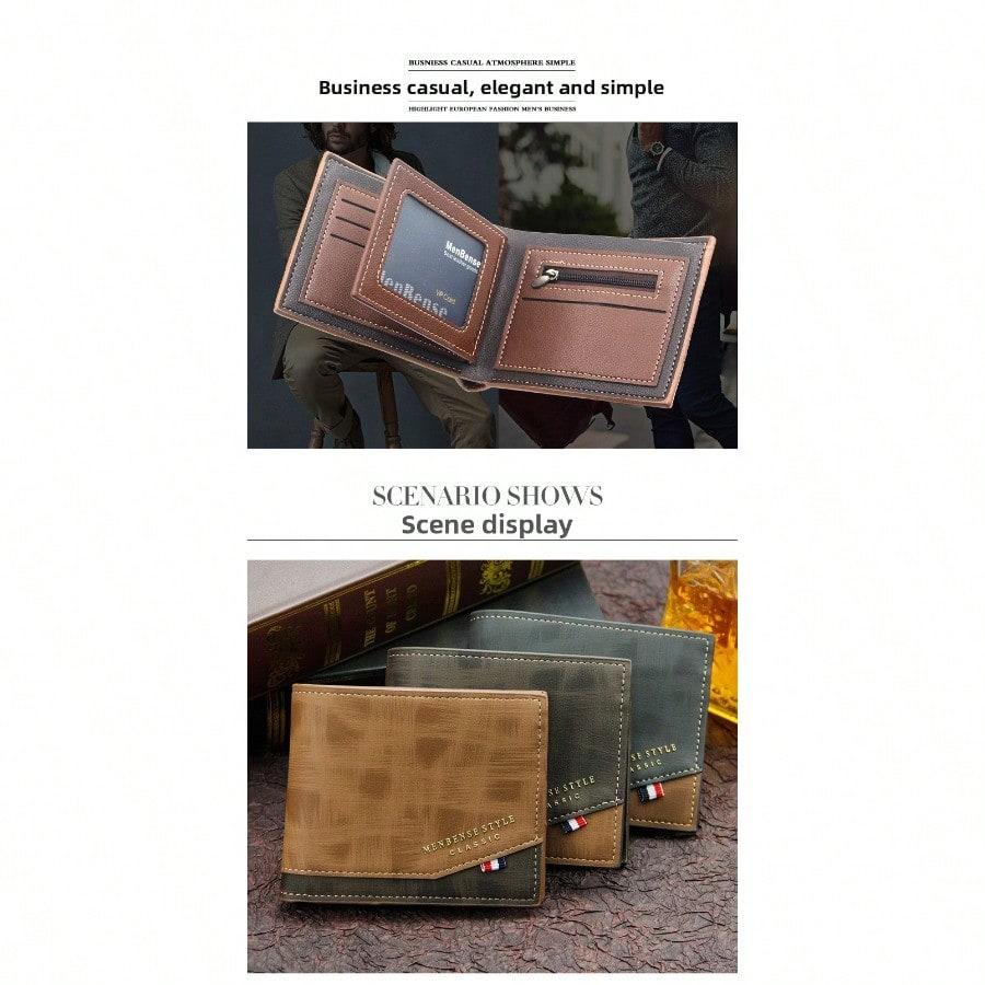 Korean Version Hinge Bronzing Printing Men's Wallet Short, Matte Multi-card Large-capacity Men's Wallet