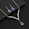 Yousheng 2Pcs/Set Conjunto de joias Design de gota d'água Colar de strass brilhante Conjunto de brincos pendurados Conjunto de colar e brincos brilhantes luxuosos