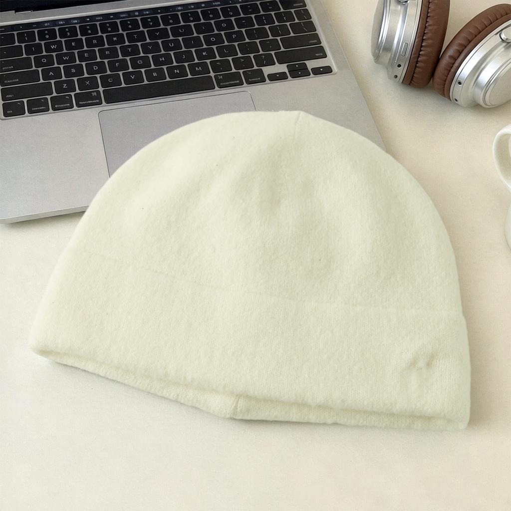 Big head circumference friendly simple solid color knitted bucket hat short brim modified face shape small autumn and winter warm wool hat