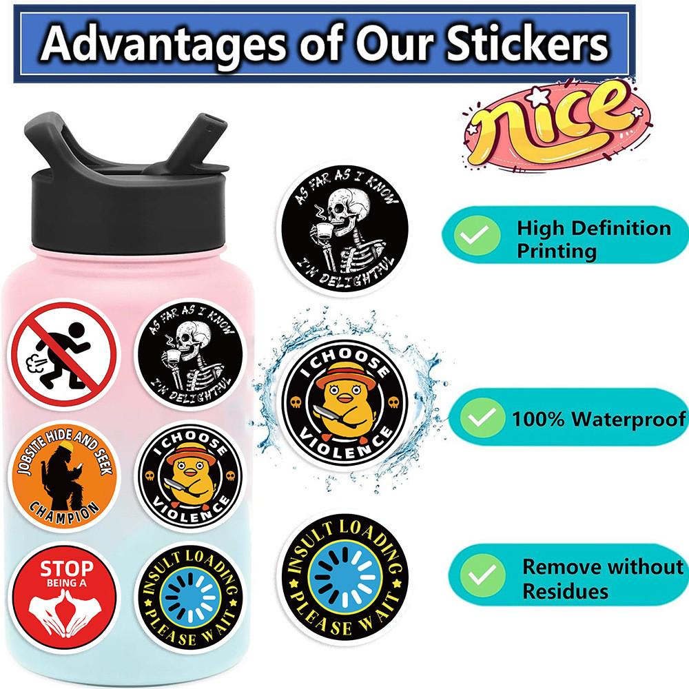 50 Pieces Cartoon Prank Meme Graffiti Stickers - Waterproof PVC DIY Decals for Guitars, Phone Cases & Water Cups