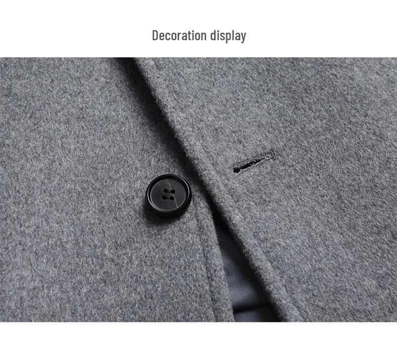 Men's Autumn and Winter Long Wool Over-the-Knee Trench Coat