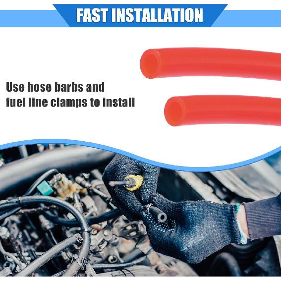 2 Pcs Fuel Vent Line Hose, 0.2"x39" 5mm X 1m Gas Line Petrol Hose Tube Universal for ATV Dirt Bike Go Kart Durable Polyurethane Orange