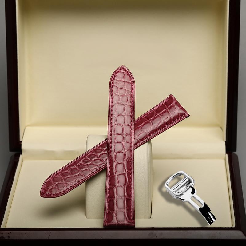 20 22mm Blue Purple Gray Pink Alligator Strap Replacement Cartier Tank London Men Women Folding Buckle Watch Strap Accessories