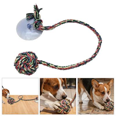 Dog Rope Ball Toy Colorful Rope Knot Dog Ball Chew Toy with Suction Cup Puppy Teething Toy for Dogs Tug-of-War Dental Care