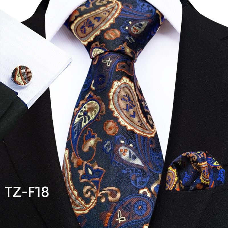 Paisley Waist Flower Men'S Tie Pocket Towel Cuff Three-Piece Set