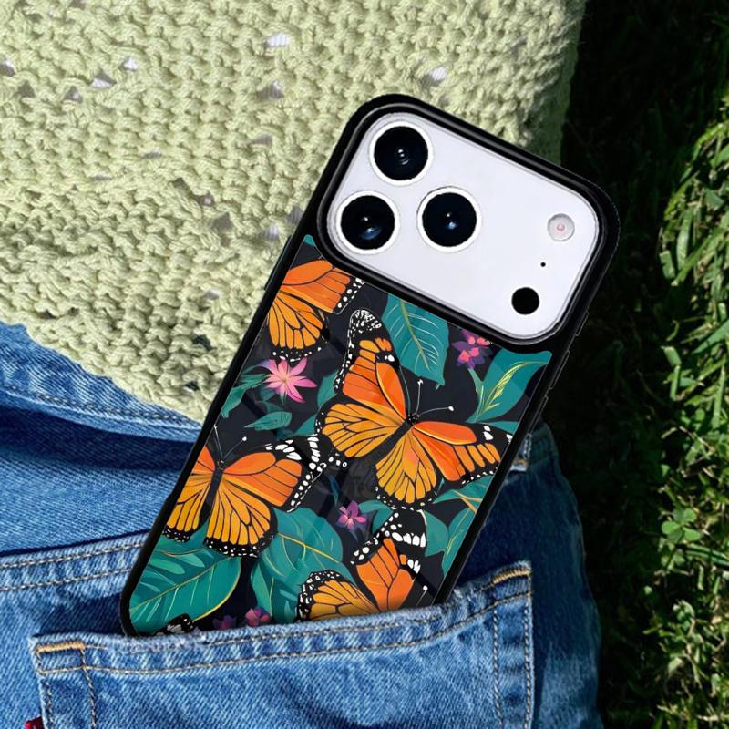 Monarch Butterfly and Flower mobile phone case Compatible with IPhone 17 16 15 14 13 12 11Pro Max 17 Air cover