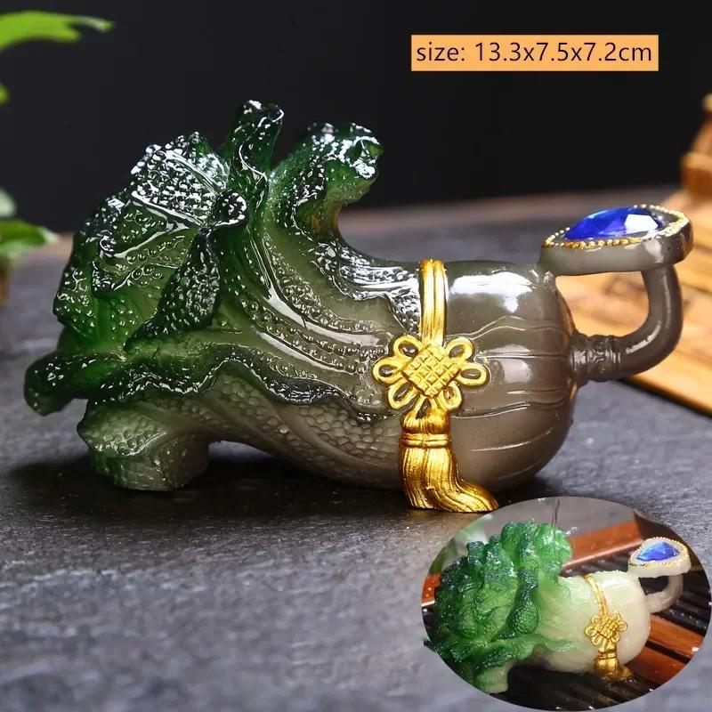 Creative Color-changing Tea Pet Resin Lucky Small Cabbage Tea Play Ornaments Chinese Tea Tray Decoration Tea Set Accessories