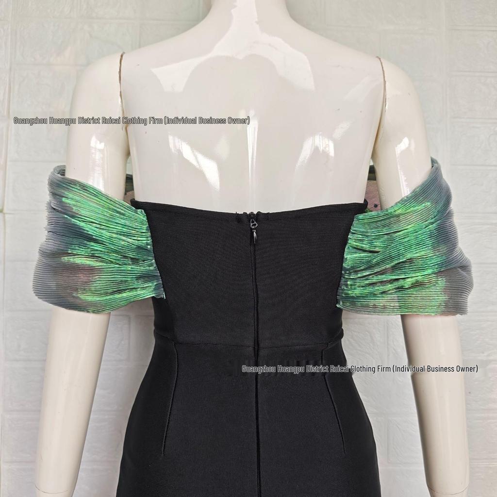 Rochie de seară elegantă franțuzească cu bandaj cu perle mărgelate 2025