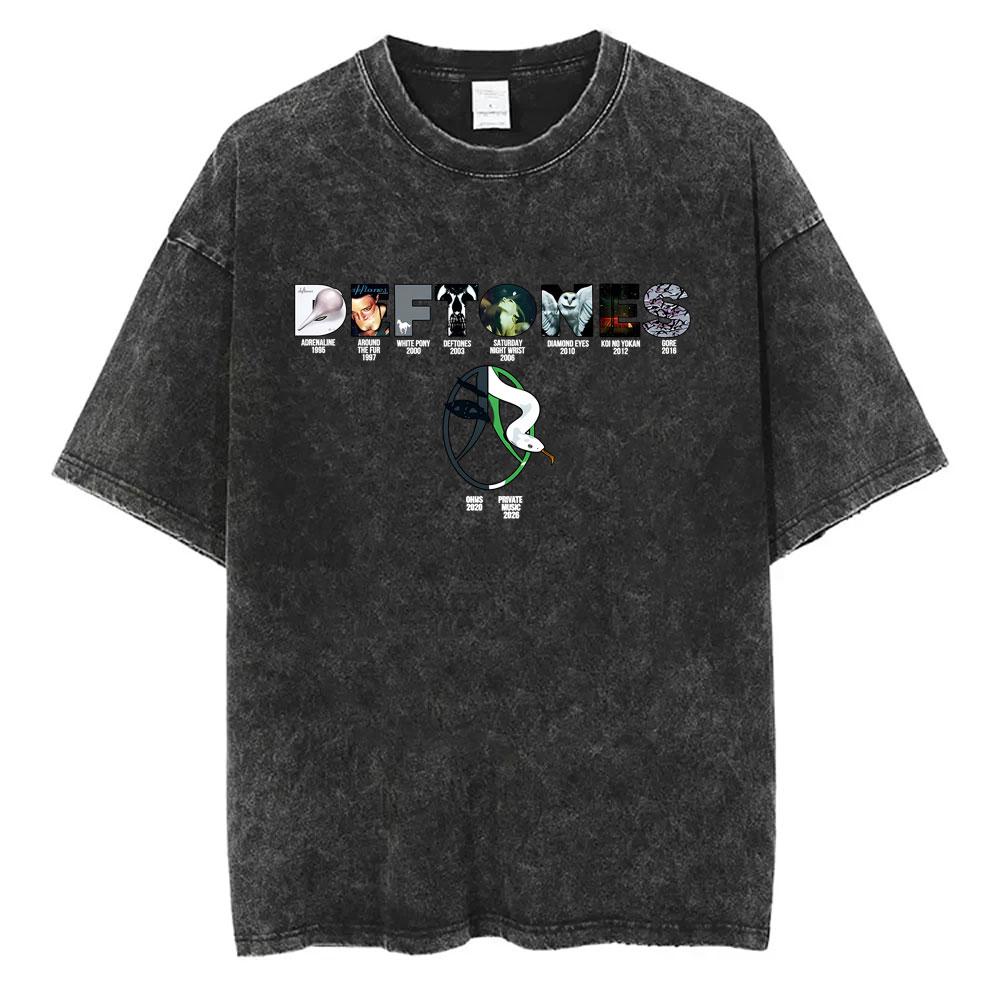 Alternative Metal Rock Band Deftones Music Album Cover Washed Vintage T-shirt Men Retro Gothic Punk Oversized T Shirt Streetwear S разноцветный