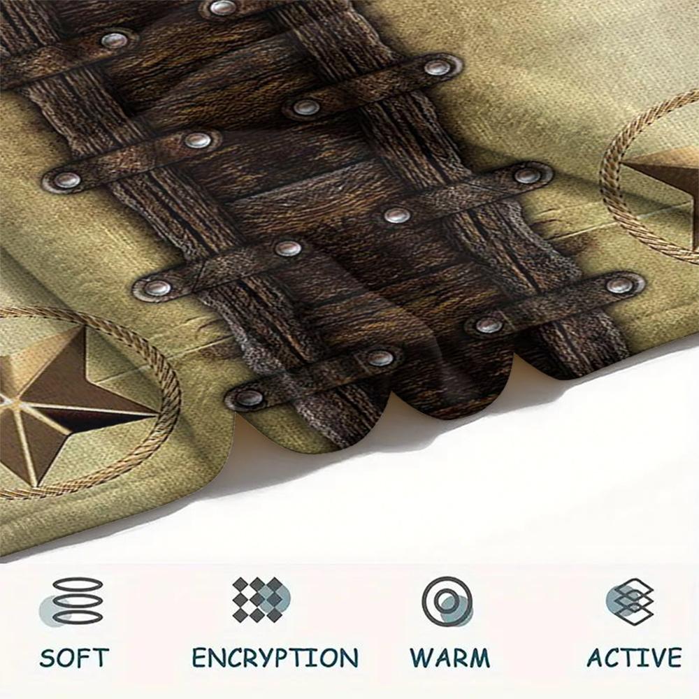 1Pc Western Texas Print Flannel Blanket, High Quality Comfortable for All Seasons, Home Decor, Warmth and Comfort, Perfect for Christmas Gifts