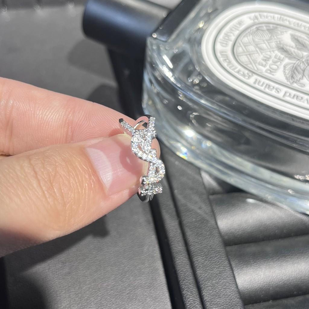 Zircon Yletter Trendy Ring Shiny Copper Material Unique Yletter Design Fashionable Personalized" And