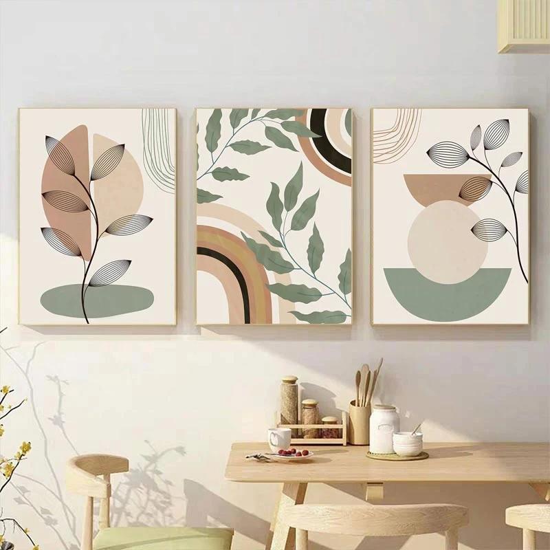 Boho Posters Abstract Geometry Line Leaves Sun Rainbow Boho Home Decor Nordic Canvas Painting Picture For Living Room Decor