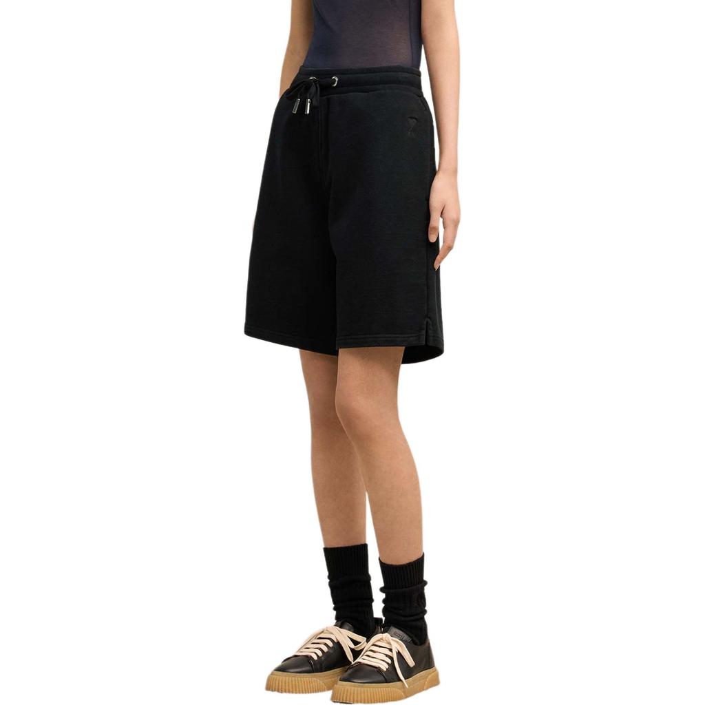 AMIPARIS Minimalist Solid Color Lace-Up Casual Five-Point Shorts Unisex shorts Black USO640JE0091-001