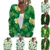 Women's Casual Fashion St. Patrick Print Long-Sleeve Knit Cardigan Button-Down Jacket