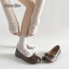 Women's Split Toe Mary Jane Flats Spring Autumn Footwear French Retro Style Black Beige Round Toe Comfortable Slip on Shoes 35