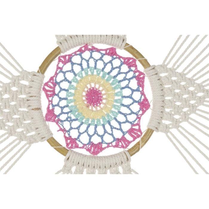 Attrape-rêves - Boho - 52 x 1 x 145 cm - Plumes blanches - Coton - Rotin