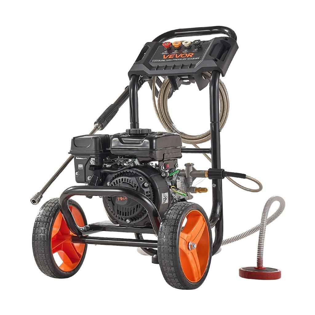 Idropulitrice a Benzina 2900 PSI e Max 7 L/min, Pompa in Alluminio Aggiornata con Pistola a Spruzzo e Lancia, Set da 4 Ugelli, Idropulitrice a Basso Profilo per Auto, Recinzioni,